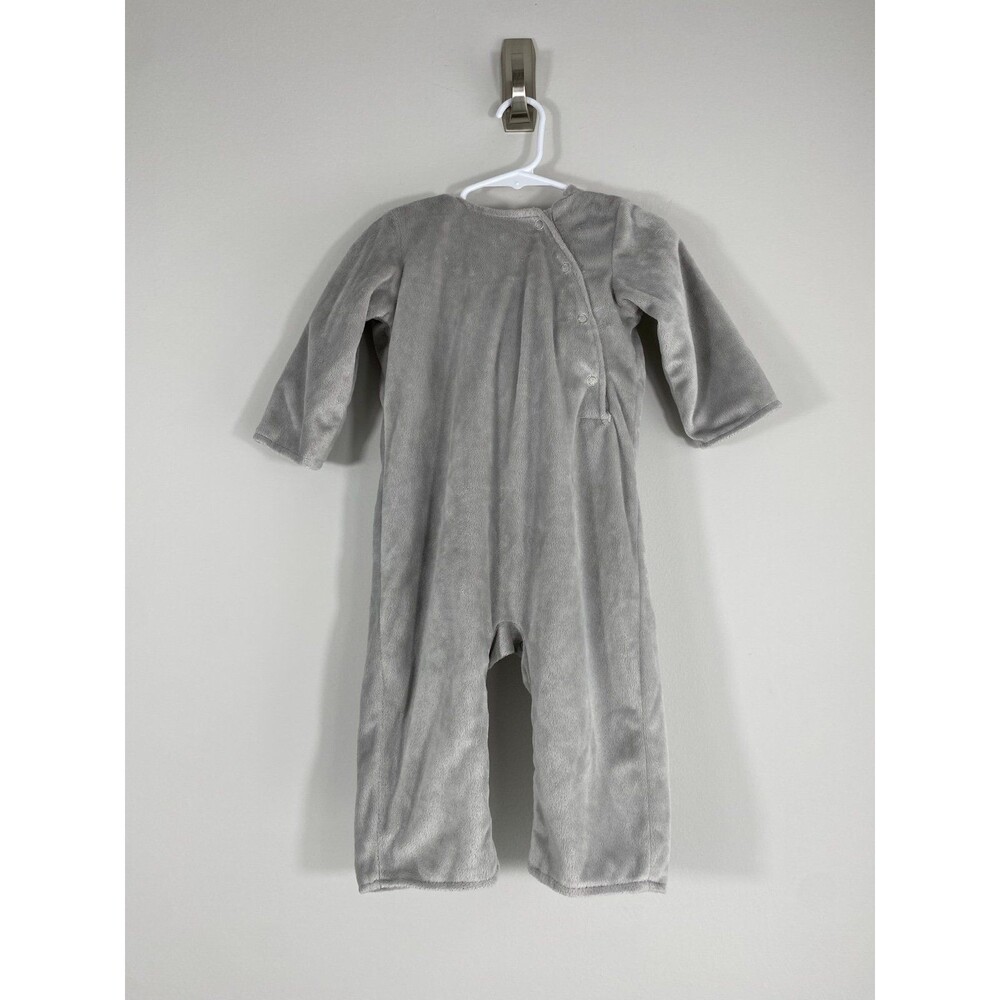 Pottery Barn Kids Gray Elephant Hooded Fleece One-Piece Romper 12–18 Months